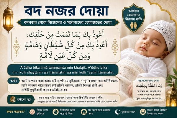 বাচ্চার বদনজর দূর করার ইসলামিক দোয়া আরবি, বাংলা উচ্চারণ ও অর্থসহ